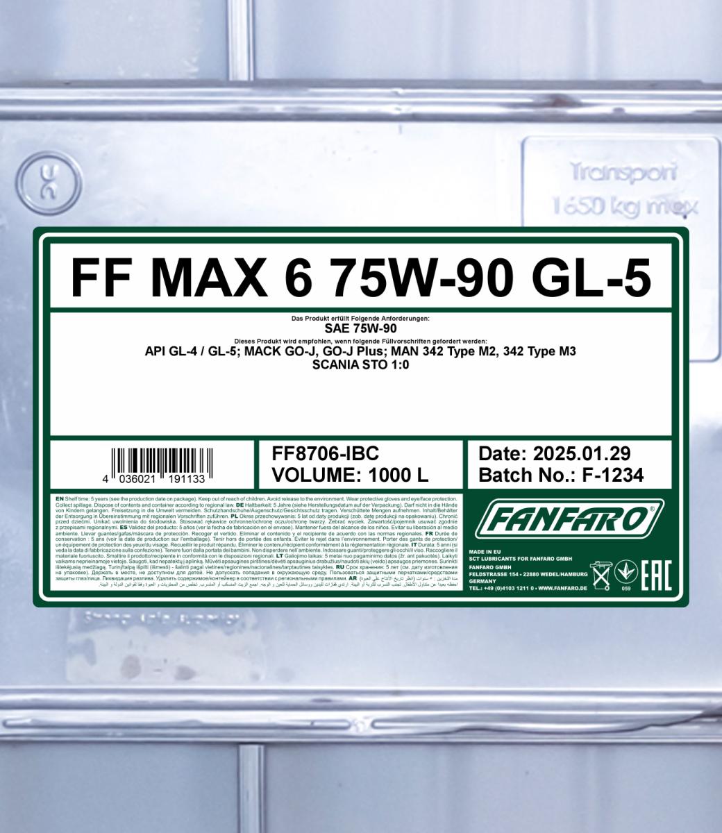 FANFARO 8706 MAX 6 75W-90 GL-5 1000 Liter