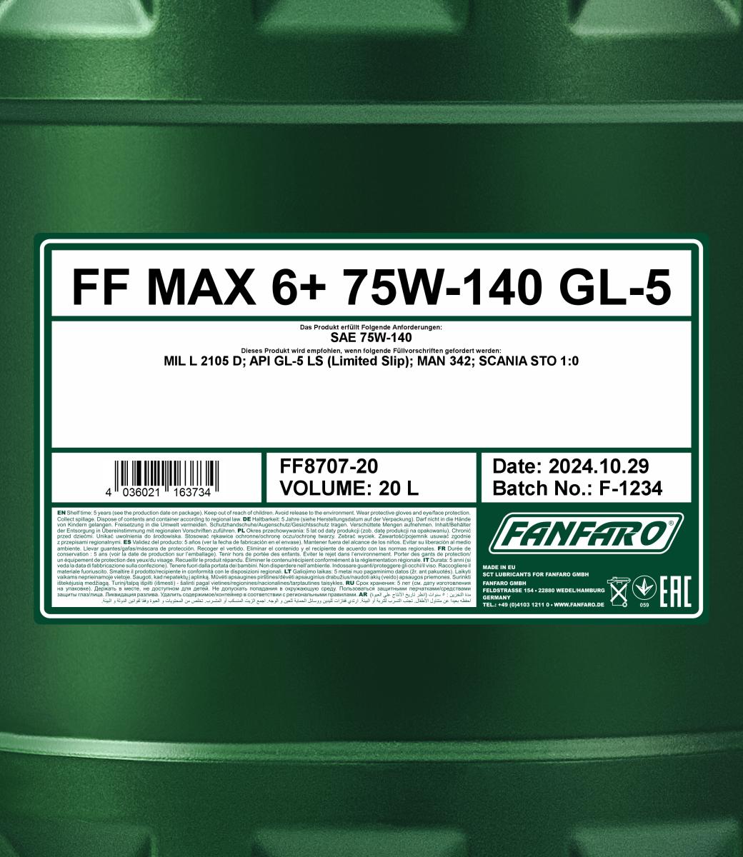 FANFARO 8707 MAX 6+ 75W-140 GL-5 20 Liter