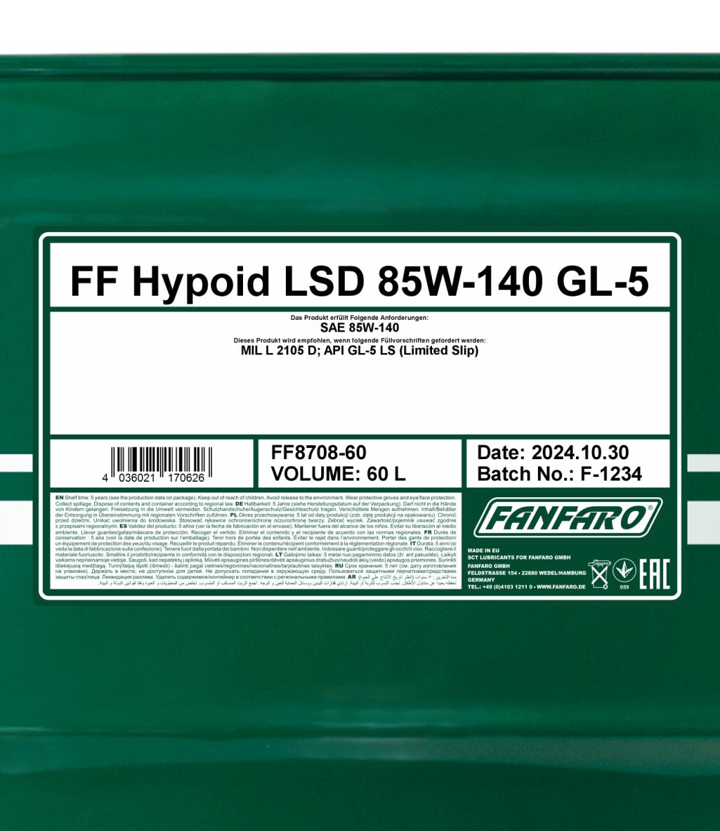 FANFARO 8708 LSD 85W-140 GL-5 60 Liter