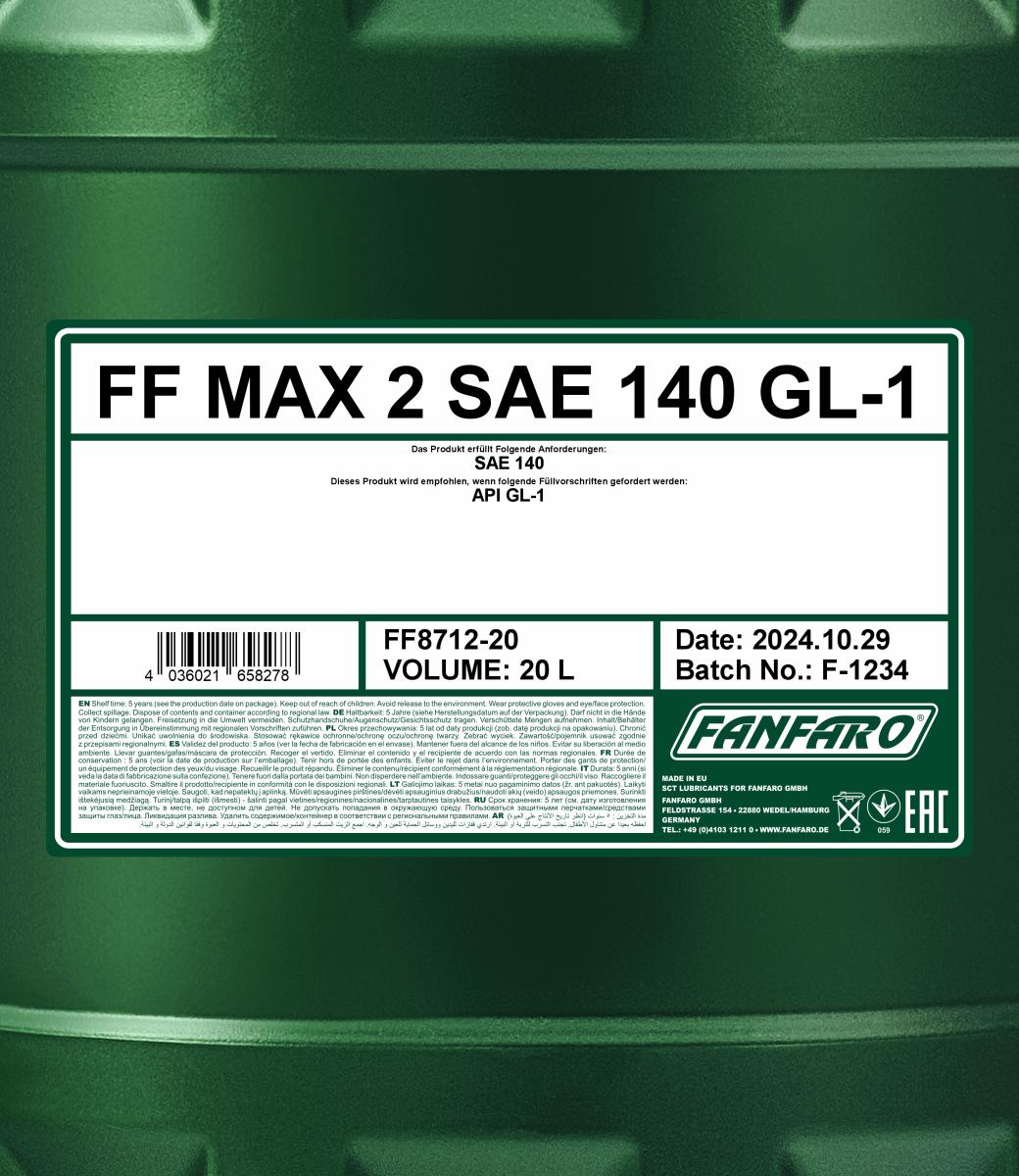 FANFARO 8712 MAX 2 SAE 140 GL-1 20 Liter