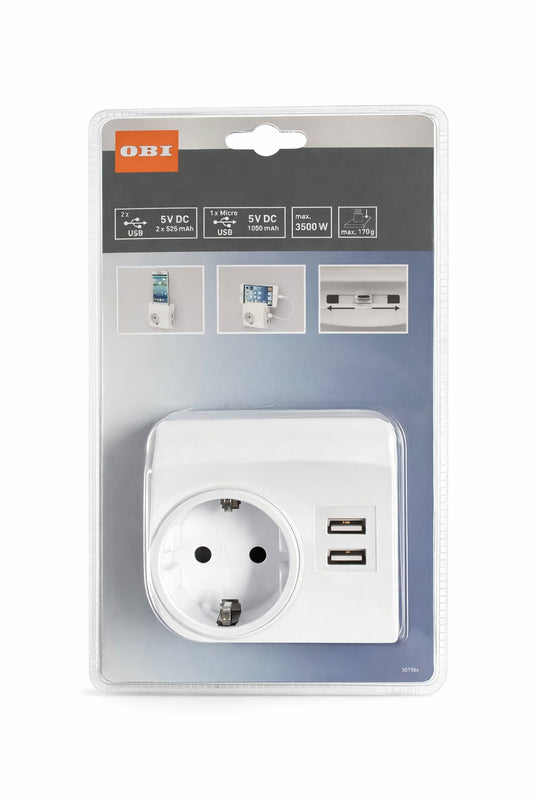 Steckdose mit 2x USB sowie Gerätehalter und USB-C Dock