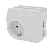 Steckdose mit 2x USB sowie Gerätehalter