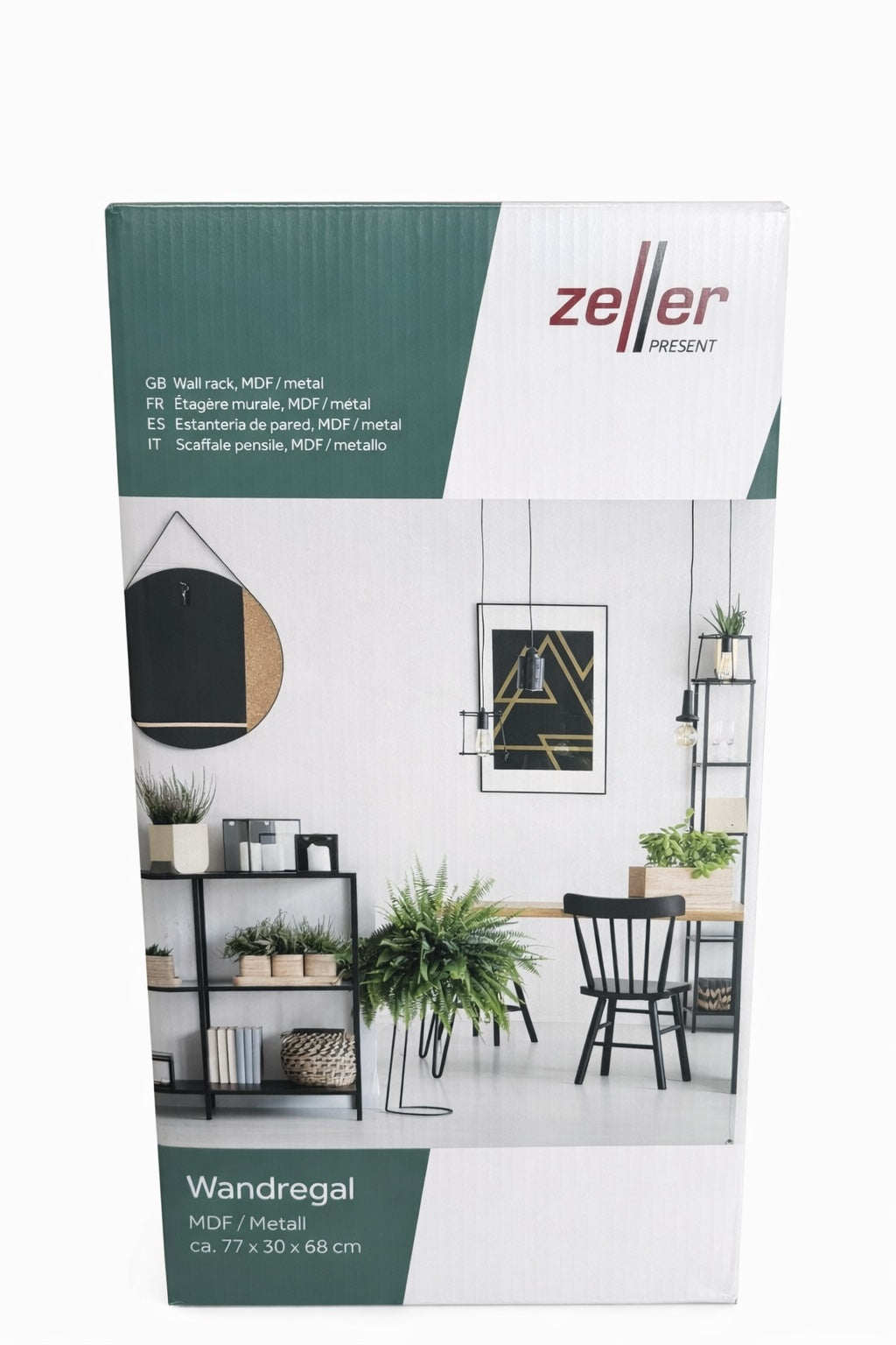 Zeller Wandregal, MDF/Metal 77x30x68 Bild 1