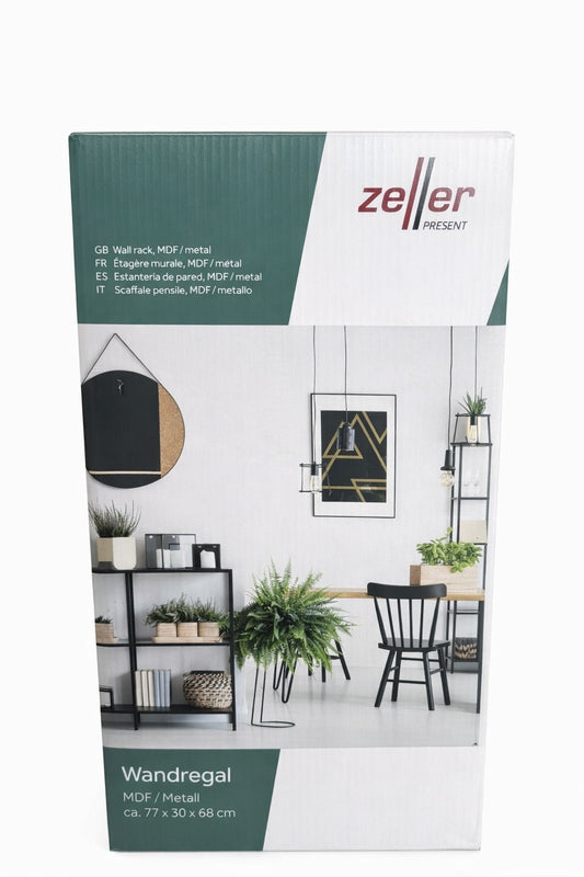 Zeller Wandregal, MDF/Metal 77x30x68 Bild 1